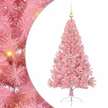 Árbol De Navidad Artificial Preiluminado Rosa 150 Cm Pvc Vidaxl