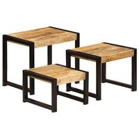 mesas apilables 3 unidades madera maciza de mango vidaxl