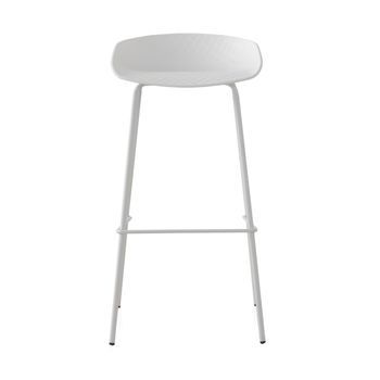 Pack De 2 Taburetes Pp Color Blanco Con Patas Metalicas