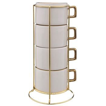 Set De  4 Tazas En Rack  17cl