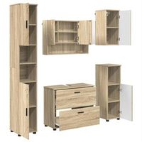 juego de muebles de bano 5 uds roble sonoma 35 x 30 x 192 cm vidaxl