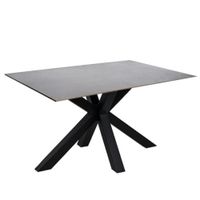 mesa comedor porcelanica 140 cm patas negras tapa gris
