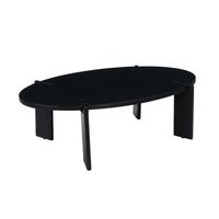 mesa de centro ovalada de madera maciza de mango negro