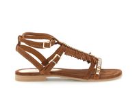 sandalias de ante con flecos y cadena de strass brown 36