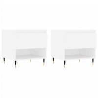 conjunto de 2 mesas de centro con cajon 50 x 46 x 50 cm madera de ingenieria blanca y metal dec040310