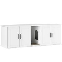pawhut armario para caja de arena casa para gatos con puerta separador arenero para gatos grandes 145 x 49 x 51 cm blanco