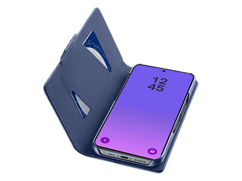 Funda móvil - CellularLine Book 3, Para Samsung Galaxy A57, Con tapa, Tarjetero, Cierre magnético, Azul