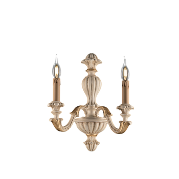 Aplique Leonardo En Madera Marfil Y Pan De Oro 2 Luces .29 P.19 Bl180-ap2-av