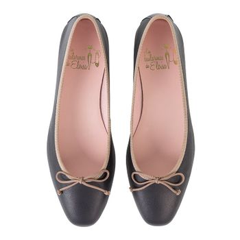 Bailarina plana piel negra y beige - Modelo Sabrina.