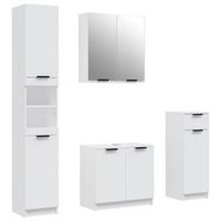 juego de muebles de bano  armario de bano 4 piezas madera contrachapada blanco