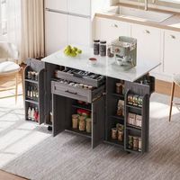 carrito de cocina de 120x45cm tablero extensible hasta 70cm cajon estantes ajustables especiero pano de cocina gris