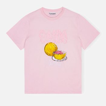 Ganni Basic Cotton-Jersey Grapefruit Relaxed T-Shirt - XS
