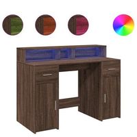 escritorio con led madera ingenieria marron roble 120x55x91 cm vidaxl