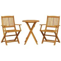 juego bistro pleglable 3 uds  conjunto de mesa y sillas madera maciza acacia