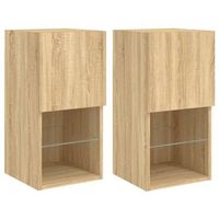 muebles de tv con luces led 2 uds roble sonoma 305x30x60 cm vidaxl