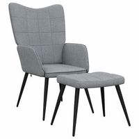 sillon de salon  silla de relajacion con reposapies tela gris claro