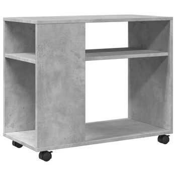 Mesa Auxiliar，mesa De Centro，mesita De Centro Ruedas Madera Ingeniería Gris Hormigón 70x35x60cm