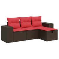 set de sofas de jardin 4 pzas y cojines ratan sintetico marron cfw174900