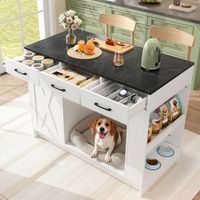 isla de cocina blanca de 120 cm con tres cajones y estante regulable