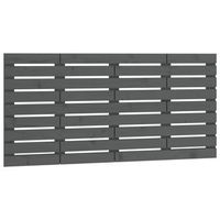 cabecero de cama de pared madera maciza pino gris 126x3x63 cm