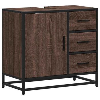 Mueble De Lavabo Madera De Ingeniería Roble Marrón 65x33x60 Cm