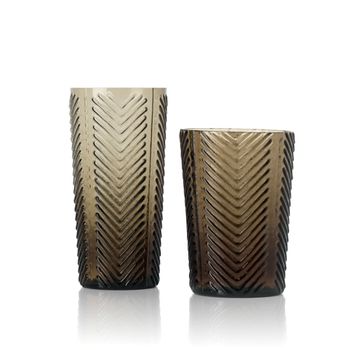 Vaso de vidrio en marrón ahumado 6x6x10 cm