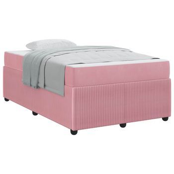 Cama Matrimonial | Cama Para Adulto | Estructura De Cama Con Colchón Rosa 120 X 200 Cm Tela