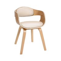 silla de madera con asiento en simil cuero naturalcrema