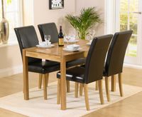 oxford 120cm solid oak dining set with albany brown chairs - brown 4 chairs
