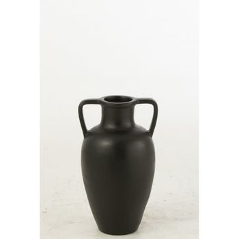 Jarrón de cerámica negra con 2 asas 30x30x48 cm