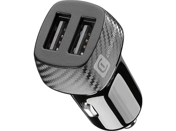 Cargador USB para coche - CellularLine MULTI, Doble puerto USB, 12 W, Universal, Negro