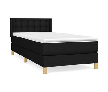 Cama box spring con colchón tela negro 100x200 cm botones