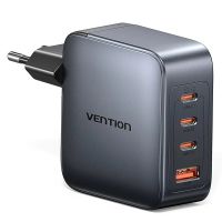 gan tech vention tz-fet-eu cargador usb pd de 100w con 4 puertos usb-a3usb-c adaptador de carga rapida de pared con e