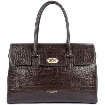 LANCASTER Bolsa Bolso Tote hombro Solapa XL Exo Marrón Oscuro para mujer