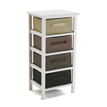 Mueble de baño con 4 cajones en madera y poliéster marrón