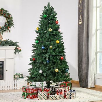 Árbol De Navidad Artificial De Acero Pvc Homcom Ø90x180 Cm-verde