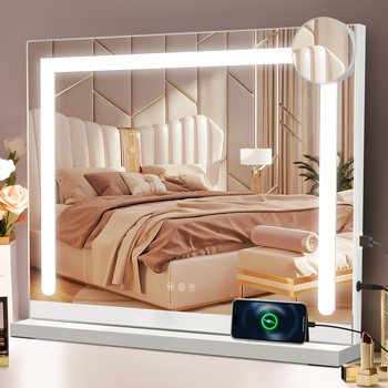 Espejo De Tocador Nettlife Con Luz, Espejo Hollywood Con 9 Led, Espejo Cosmético Pequeño Con Luz, Espejo De Sobremesa Con Rotación De 360°