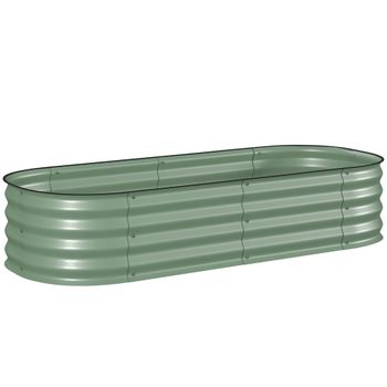 Outsunny Jardinera Exterior Grande 150x62x30 cm de Acero Galvanizado con Base Abierta Bordes Verde   Aosom España