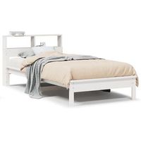 cama con estanteria sin colchon madera maciza blanca 75x190 cm vidaxl