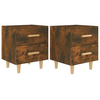 Juego De 2 Mesitas De Noche - Mesillas Color Roble Ahumado 40x35x47,5 Cm Mc5759