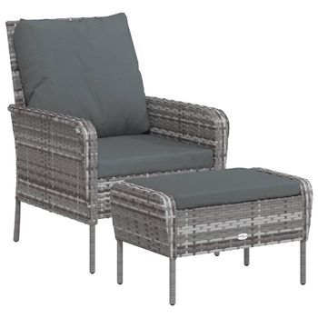 Sillón De Jardín | Silla De Jardín Con Reposapiés Ratán Sintético Gris