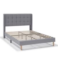 estructura de cama tapizada esther de 30 cm 90x190 cm gris claro