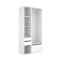 armario vestidor suit barra con zapatero y 4 compartimentos blanconatural 205x995x45 cm