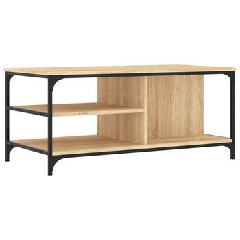 Mesa De Centro 50x100x45 Cm Madera Y Metal Trabajados - Marrón
