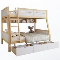 cama litera con 3 cajones y estanteria litera infantil de madera cama doble 90x200 y 120x200 pino blanco y natural