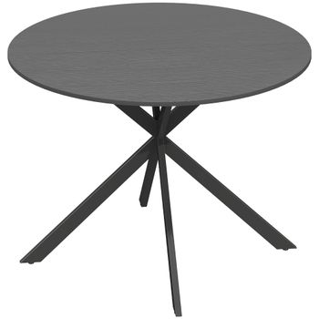 HOMCOM Mesa de comedor redonda para 4 personas, mesa de cocina estilo industrial con patas de acero, para comedor, cocina, negro   Aosom España