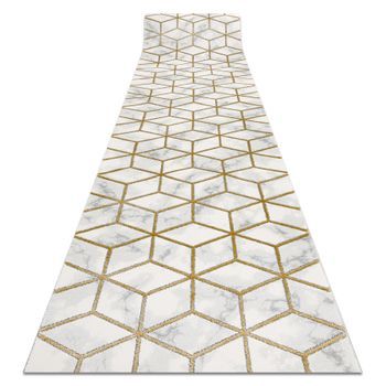 Alfombra De Pasillo Emerald Exclusivo 1014 Glamour, Elegante Cubo Crem 80x850 Cm