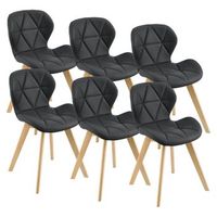 set de 6 sillas de comedor almhult diseno escandinavo polipiel y madera 81 x 57 x 49 cm - negro encasa