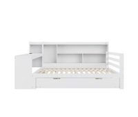 sofa cama 140200 cm - con escritorio estanterias compartimentos enchufes y cama extraible - blanco