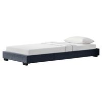 corium cama individual - tapizado en lienzo - 90 x 200 cm - somier moderno con listones para cama - gris oscuro